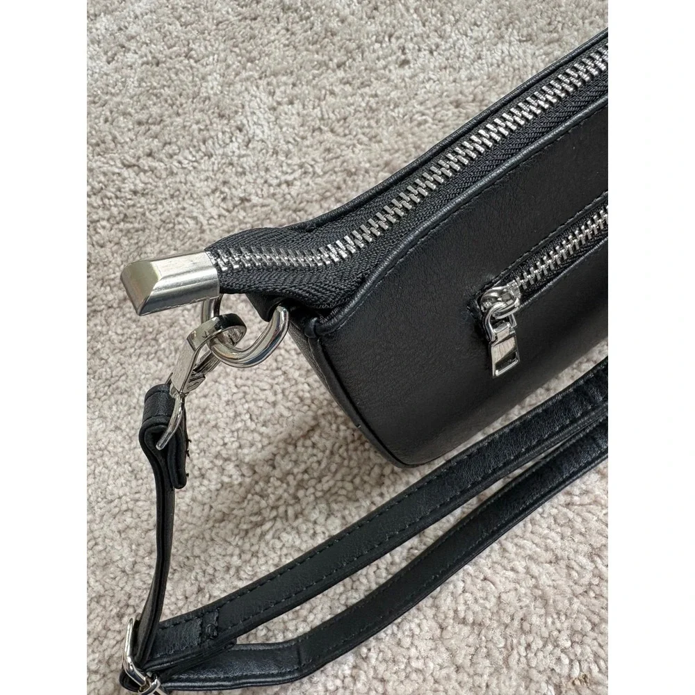 Niueimee‎ Zhou Shoulder Bag Silver Hardware Crossbody w 2 Removable Straps BLACK